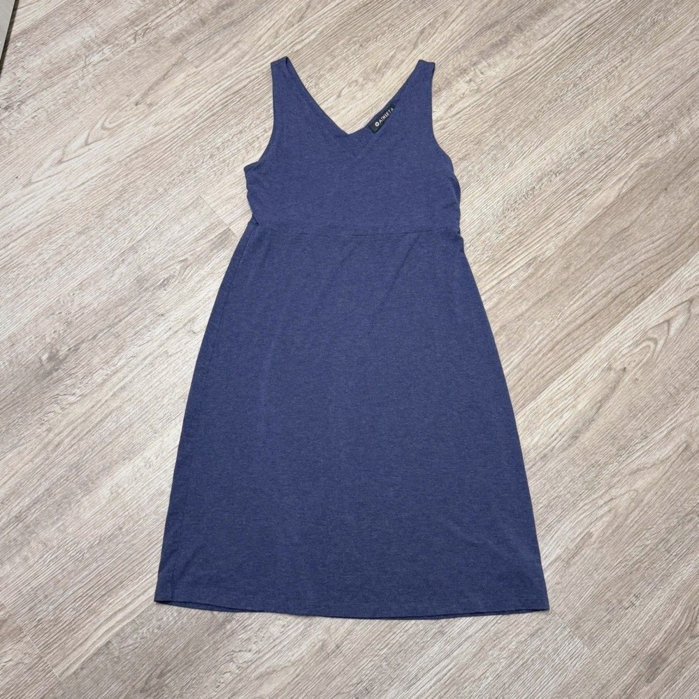 Athleta Womens Small Navy Blue Modal Blend Sleeveless V-Neck Empire Waist Dress - Picture 1 of 6
